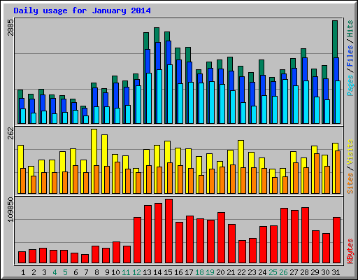 Daily usage for January 2014