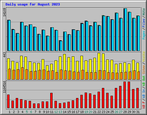 Daily usage for August 2023