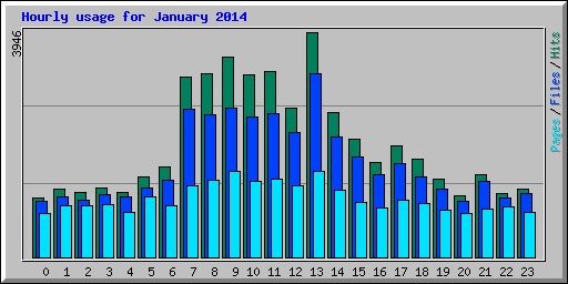 Hourly usage for January 2014